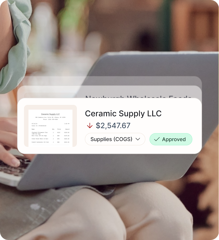 An emailed receipt parsed and approved automatically